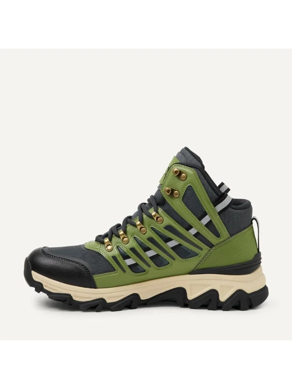 Men's Grey Olive Waterproof Shoes Casual High Top Round Toe Non Slip Hiking Boot